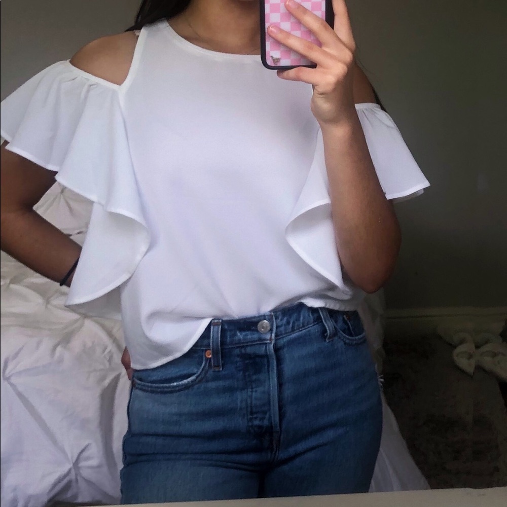 white cold shoulder going out top